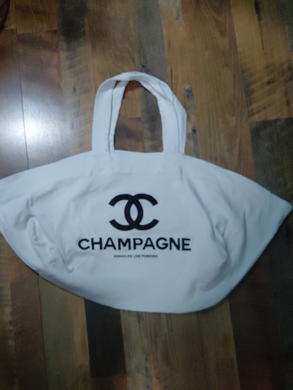 Champagne  White Tote with Black CC & ALF Logo